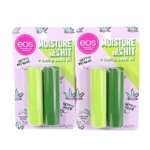 4pc eos Moisture Lip Balm Set Happy Brownie & Happy Herb Hemp Seed Oil NIB